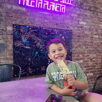 Paleta Planeta - My son enjoying the birthday cake paleta - Desserts Near Me - San Jose, California Paleta Planeta - My son enjoying the birthday cake paleta - Desserts Near Me - San Jose, California