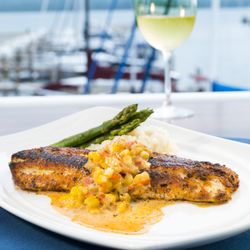 The Strand at Sommerset Pointe - Our tasty Walleye is blackened and served with a corn mock choux.