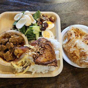 Reunion Malaysian Cafe + Kitchen - National plate with roti - Malaysian Near Me - Kirkland, Washington