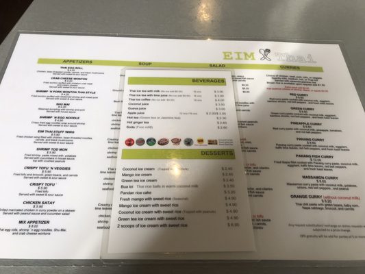 Menu photo 5 EIM Thai Colorado Springs, CO