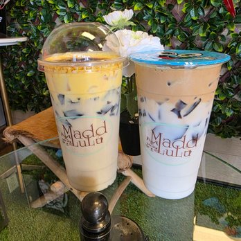 Maddlulu Cafe - Custard and Delgado coffee iced boba drinks with herbal jelly. - Coffee & Tea Near Me - Covington, Georgia