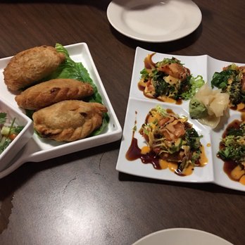 Chop Stick Cafe - Started with apps: chicken curry puffs and sashimi tacos. Ordered the Chop Stick Roll and Sashimi roll for dinner. YUM! - Thai Near Me - Winchester, Virginia