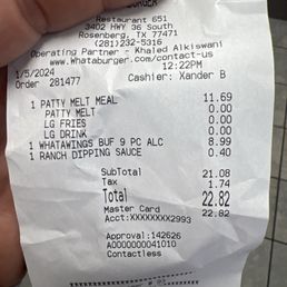 Receipt almost 10 dollars for wings and you pay extra for sauce McDonald's isn't even this cheap