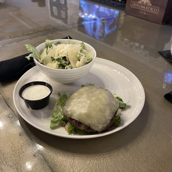 Union Straw - Bunless cheeseburger with side Cesear salad - New American Near Me - Foxborough, Massachusetts Union Straw - Bunless cheeseburger with side Cesear salad - New American Near Me - Foxborough, Massachusetts