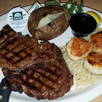Hillside Fish House - Land and Sea combination plate. Ribeye Steak (12oz) and 3 juicy pan-seared Sea Scallops. - Wine Bars Near Me - Marshland, Wisconsin Hillside Fish House - Land and Sea combination plate. Ribeye Steak (12oz) and 3 juicy pan-seared Sea Scallops. - Wine Bars Near Me - Marshland, Wisconsin