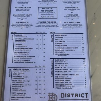 District Bar and Kitchen - Drink menu - Bars Near Me - Ocala, Florida District Bar and Kitchen - Drink menu - Bars Near Me - Ocala, Florida