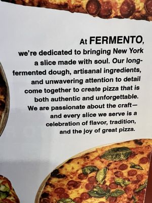 Menu photo 1 Fermento Pizza New York, NY Menu photo 1 Fermento Pizza New York, NY