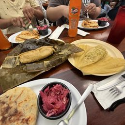 Yum Mixta Pupusa (pork,beans and cheese) & Salvadorean Tamal & Mexican Tamal