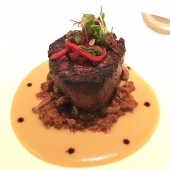 Kai - Bison tenderlion from SD Sioux tribe smoked corn puree, cholla buds, chorizo, scarlet runner bean chile, & saguaro blossom syrup (dots) - New American Near Me - Phoenix, Arizona Kai - Bison tenderlion from SD Sioux tribe smoked corn puree, cholla buds, chorizo, scarlet runner bean chile, & saguaro blossom syrup (dots) - New American Near Me - Phoenix, Arizona