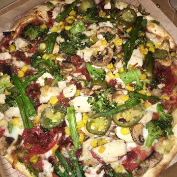 MOD Pizza - corn, broccoli, and asparagus on my pizza?!? Love the seasonal veggies! - Pizza Near Me - Fontana, California