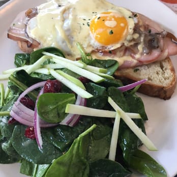 Copa Vida - Croque Madame with spinach apple salad - New American Near Me - Pasadena, California Copa Vida - Croque Madame with spinach apple salad - New American Near Me - Pasadena, California