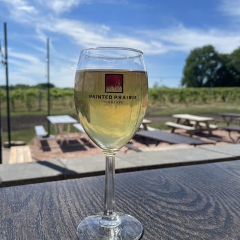 Painted Prairie Vineyard - a glass of white wine - Wine Tasting Room Near Me - Currie, Minnesota