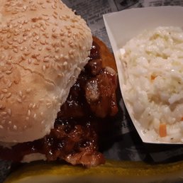 Pulled pork sandwich with coleslaw Pulled pork sandwich with coleslaw