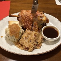 Schweinhaxe has very crispy outlayer and juicy meat inside.
