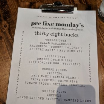 Scratch Kitchen - Prix fixe menu on Mondays - Breakfast & Brunch Near Me - Honolulu, Hawaii Scratch Kitchen - Prix fixe menu on Mondays - Breakfast & Brunch Near Me - Honolulu, Hawaii