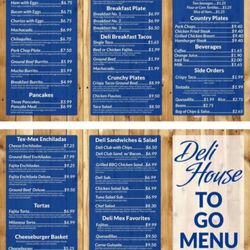 The Deli House Restaurant - Our Menu