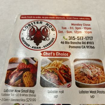 Lobster Now - Menu - Seafood Near Me - Pomona, California