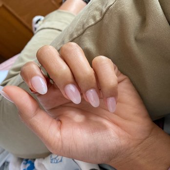 Blend Salon - Almond gel acrylic with light pink/nude color - Nail Salons Near Me - San Francisco, California Blend Salon - Almond gel acrylic with light pink/nude color - Nail Salons Near Me - San Francisco, California