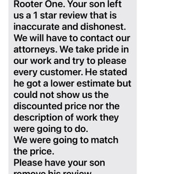 ACS Rooter One - Text Message from rooter one - Plumbing Near Me - Fort Pierce, Florida