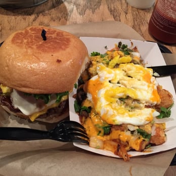 LA Burger - LA burger with Kimchee tots and a fried egg. Great combo. - Burgers Near Me - Richardson, Texas