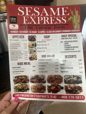 Menu photo 2 Sesame Express Kaufman, TX Menu photo 2 Sesame Express Kaufman, TX