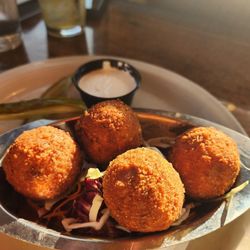 Train Wreck Bar - Brisket appetizer hush puppy