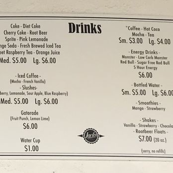 Jack's Beach Concession - Drinks menu - Bike Rentals Near Me - Huntington Beach, California