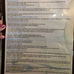 KJ's - Breakfast menu