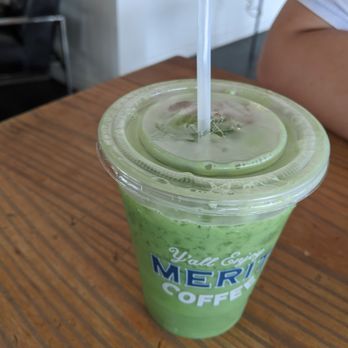 Merit Coffee - Iced Matcha Lavender Latte with sweetener - Coffee & Tea Near Me - San Antonio, Texas