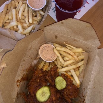 Chicken Fire - Medium Hot box + 1 extra tender - missing cole slaw - Chicken Shop Near Me - Orlando, Florida Chicken Fire - Medium Hot box + 1 extra tender - missing cole slaw - Chicken Shop Near Me - Orlando, Florida
