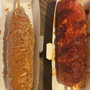 K-Pocha - Ramen corn dog and Dragon Breath Corn Dog - Hot Dogs Near Me - Holland, Michigan