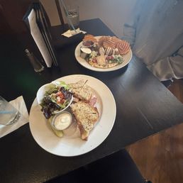 Rueben sandwich, Salad, Falafel Pita and Side Waffle Fries. Rueben sandwich, Salad, Falafel Pita and Side Waffle Fries.