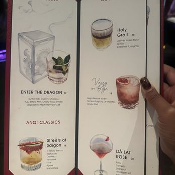 AnQi Bistro - Part of the cocktail menu - Asian Fusion Near Me - Costa Mesa, California