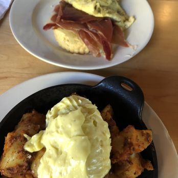 Mas Tapas - Fried potatoes and a ham and egg biscuit - Tapas Bars Near Me - Charlottesville, Virginia