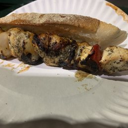 Chicken Shish Kabob w/ sauce on top. Chicken Shish Kabob w/ sauce on top.