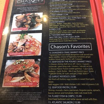 Chason's - Menu - Seafood Near Me - Elk Grove, California