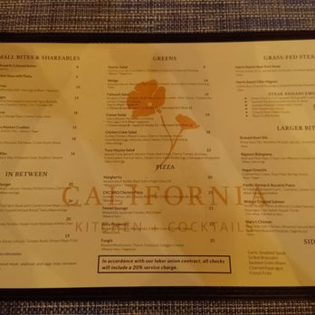 California's Restaurant - The dinner menu - New American Near Me - Universal City, California