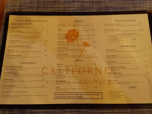 Menu photo 1 California's Restaurant Universal City, CA
