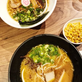Ippudo San Francisco - Top: shoyu Bottom: veggie / corn on side - Ramen Near Me - San Francisco, California Ippudo San Francisco - Top: shoyu Bottom: veggie / corn on side - Ramen Near Me - San Francisco, California