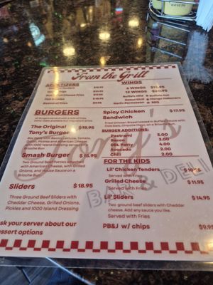 Menu photo 2 Tony's Bar & Deli Placentia, CA
