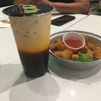 Bomboba - Large Thai Tea and popcorn chicken - Bubble Tea Near Me - Peoria, Arizona