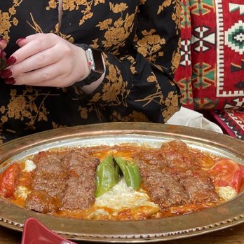 Garden 1897 Restaurant - Ali Nazik Kebab-- beef/lamb kebab over eggplant and cheesy tomato goodness - Seafood Near Me - Istanbul, 34 Garden 1897 Restaurant - Ali Nazik Kebab-- beef/lamb kebab over eggplant and cheesy tomato goodness - Seafood Near Me - Istanbul, 34