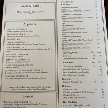 Shiro's - Menu - Sushi Bars Near Me - Seattle, Washington