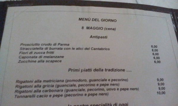Menu photo 8 Flavio al Velavevodetto Rome, RM