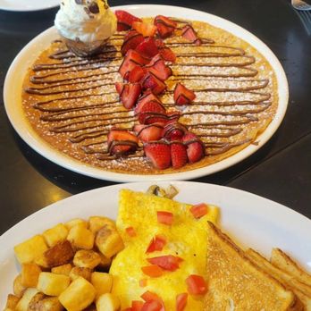 Big Flat Pancake - John Colorado omelette, strawberry nutella pancake, clubhouse sandwich - Breakfast & Brunch Near Me - Port Coquitlam, British Columbia Big Flat Pancake - John Colorado omelette, strawberry nutella pancake, clubhouse sandwich - Breakfast & Brunch Near Me - Port Coquitlam, British Columbia