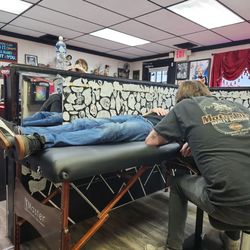 Inkwell Tattoos - My husband getting his tattoo done by Daniel Hancock.