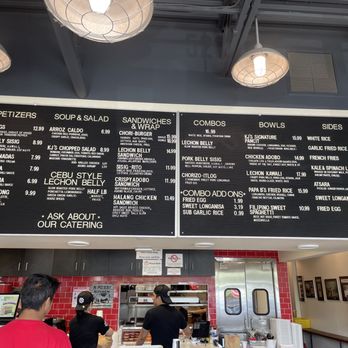 Kuya Ja's Lechon Belly - This is the overhead menu that people in line are staring at. Keep in mind that the people in line aren't actually ready to order.... - Filipino Near Me - Rockville, Maryland Kuya Ja's Lechon Belly - This is the overhead menu that people in line are staring at. Keep in mind that the people in line aren't actually ready to order.... - Filipino Near Me - Rockville, Maryland