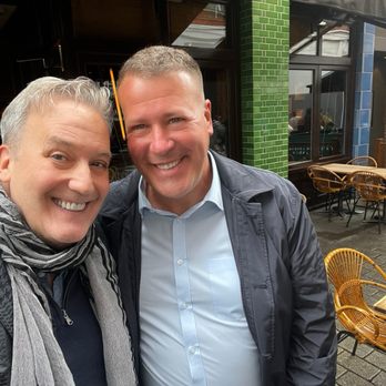 Dishoom - My friend and me out front. - Indian Near Me - London, XGL