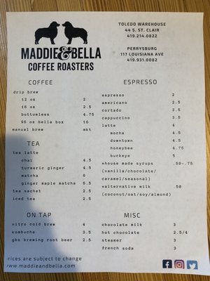 Menu photo 4 Maddie & Bella Coffee Roasters Perrysburg, OH