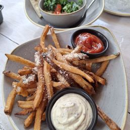 $13 GARLIC TRUFFLE OIL FRIES & $13 COCONUT CORN CHOWDER